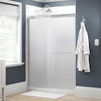 Simplicity 60 in. x 70 in. Semi-Frameless Traditional Sliding Shower Door in Chrome with Frosted Glass