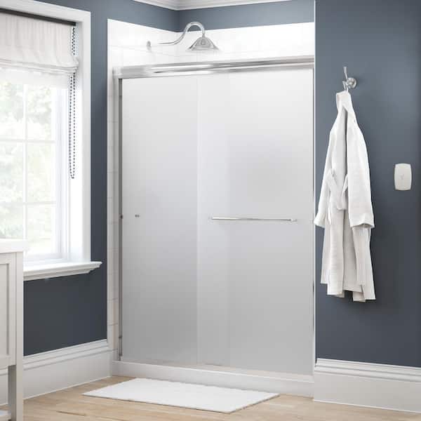 Delta Simplicity 60 in. x 70 in. Semi-Frameless Traditional Sliding Shower Door in Chrome with Frosted Glass