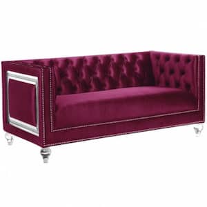 67 in. Solid Color Velvet 2 Seater Loveseat with Clear Acrylic Legs