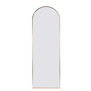 22 in. W x 65 in. H Arched Stand Full-Length Metal Framed Wall Bathroom Vanity Mirror in Gold
