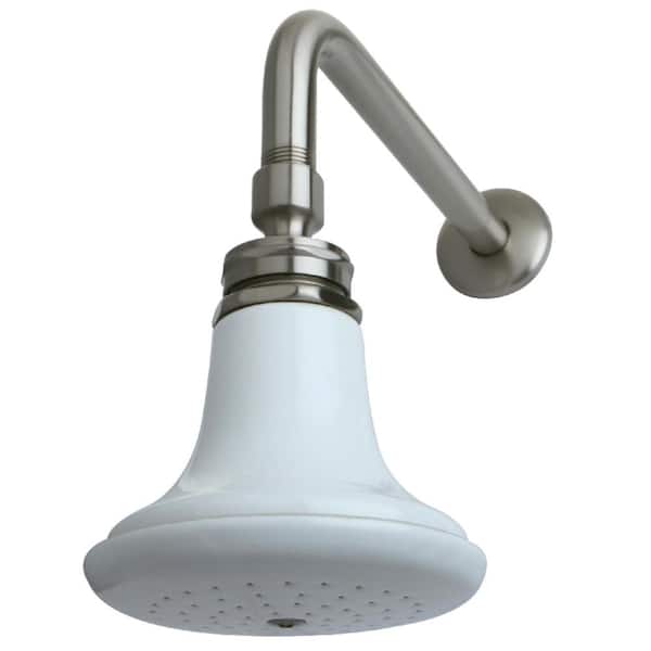 Kingston Brass 1-Spray 5.1 in. Single Wall Mount Fixed Rain Shower Head in Brushed Nickel