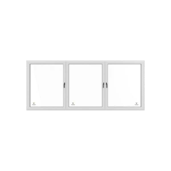 Unbranded 72 in. x 60 in. Right-Handed, Low-E, Triple-Pane, Replacement, Vinyl Window with Hardware Tilt and Turn Included, White