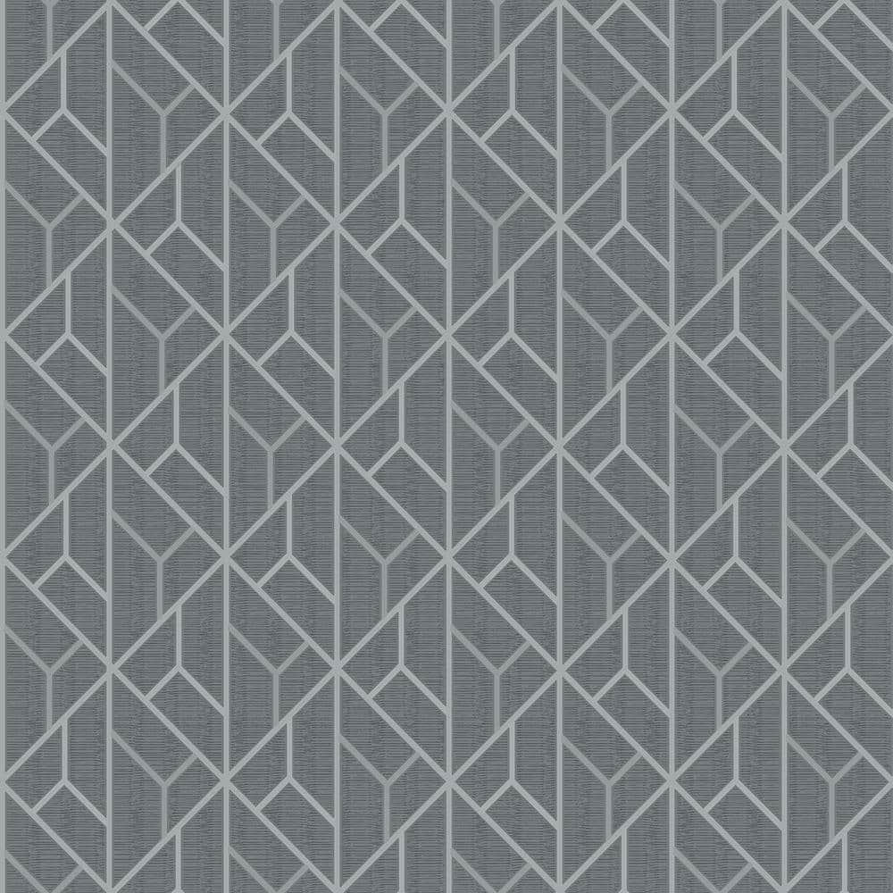 Wilder Grey Geometric Trellis Wallpaper Sample
