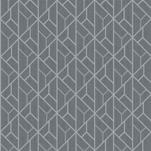 Wilder Grey Geometric Trellis Wallpaper Sample