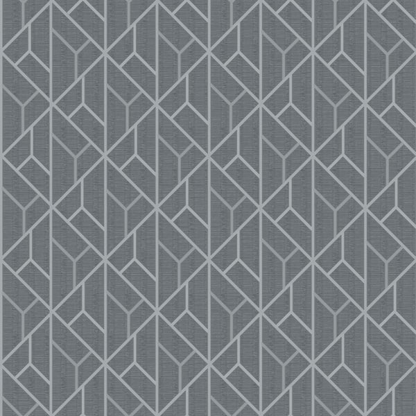 Advantage Wilder Grey Geometric Trellis Wallpaper Sample
