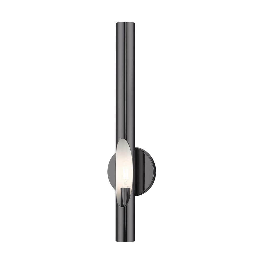 Acra Minimalistic Black Chrome 1-Light Sconce with Hand-Welded Shade