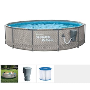 12 ft. Round 33 in. D Metal Frame Pool Set with Pump