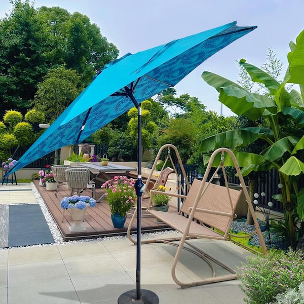 black outdoor patio umbrella 3‑Tier Auto-tilt Pellebant 11 ft. Square Weights:With Weights roller_luggage perfectly complementing the heavy