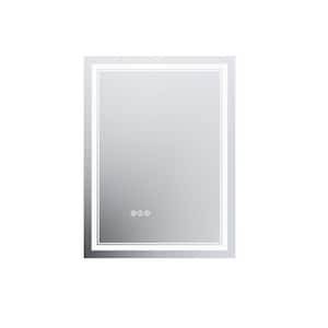 Hans 24 in. W x 32 in. H Rectangular Frameless Backlit LED Touch Sensor Anti-Fog Dimmable Wall Bathroom Vanity Mirror