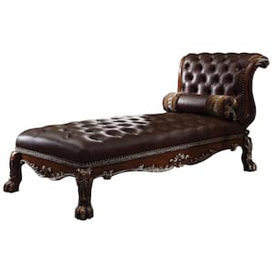 Dresden PU and Cherry Oak Leather Chaise (Set of 1)