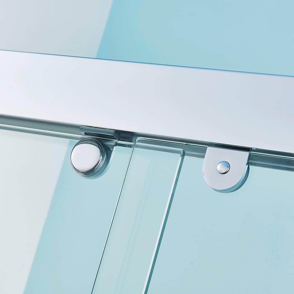 Chrome Double Sliding Shower Door with Clear Tempered Glass