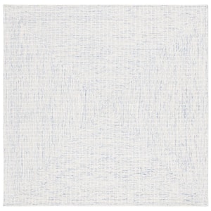 Abstract Blue/Ivory 6 ft. x 6 ft. Contemporary Marle Square Area Rug