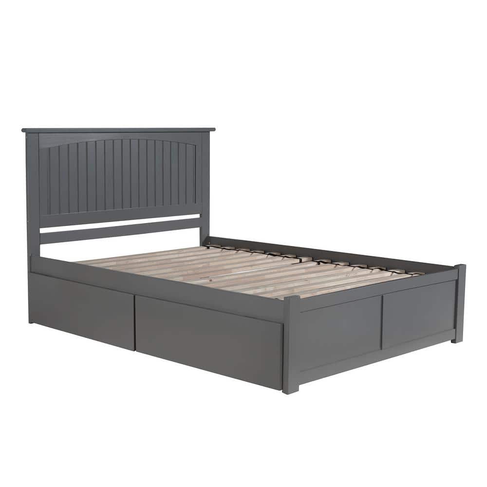 Nantucket Gray Wood Queen Platform Bed with Storage Drawers