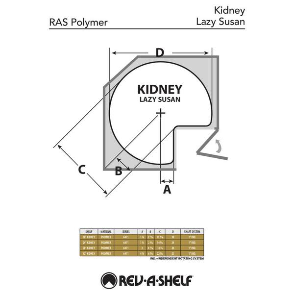 28 kidney Lazy Susan Shelf System (Chrome), 5472-28 CR (Rev A Shelf)