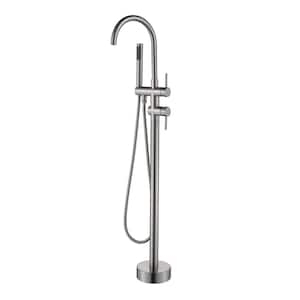 Dimakai Single Handle 1-Spray 2 GPM Wall Mounted Bathtub Faucet with Handheld Shower in Brush Nickle