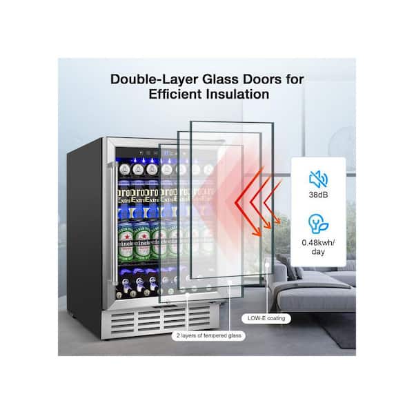 SOZT 23.4 in. Single Zone 180-Cans Beverage Cooler With 3