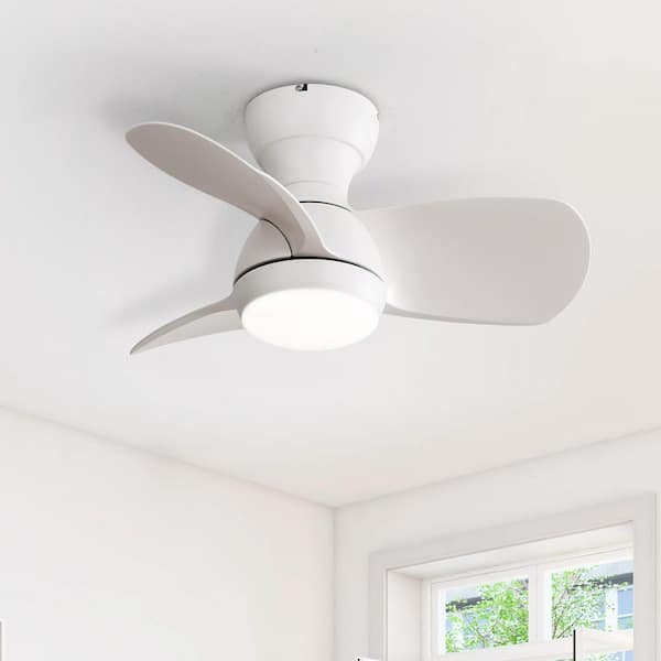 23 in. Indoor Small Modern White Ceiling Fan with Dimmable LED Light and Remote for Bedroom