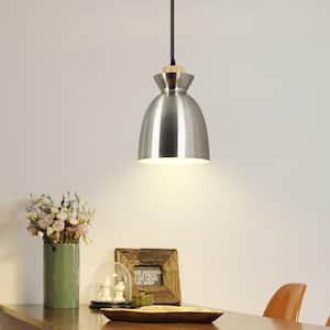 1-Light Modern Metal Oval Shade Nickel Farmhouse Retro Hanging Mini Pendant Light Fixture for Kitchen Island (Set of 2)