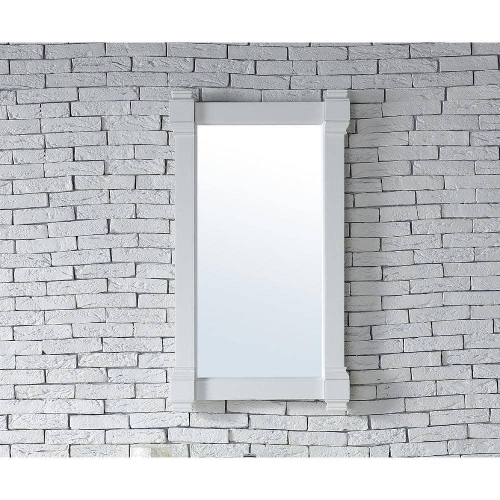 Elegant Antique-Style Rectangular Wood Mirror in Bright White