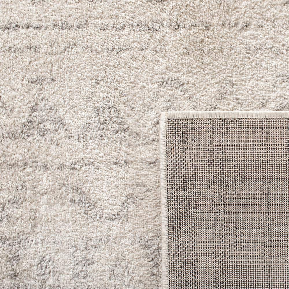 Ivory and Silver 6' x 6' Square Synthetic Area Rug