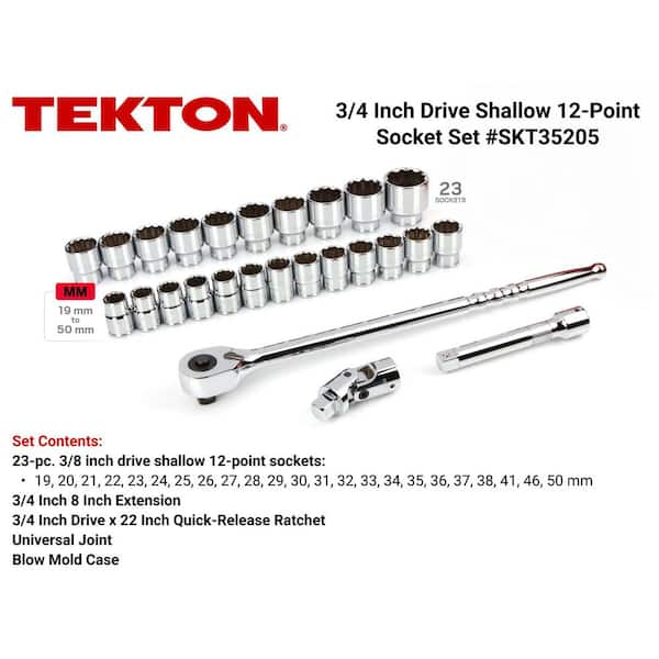 3/4 in. Drive 12-Point Socket and Ratchet Set 19 mm to 50 mm (27-Piece)