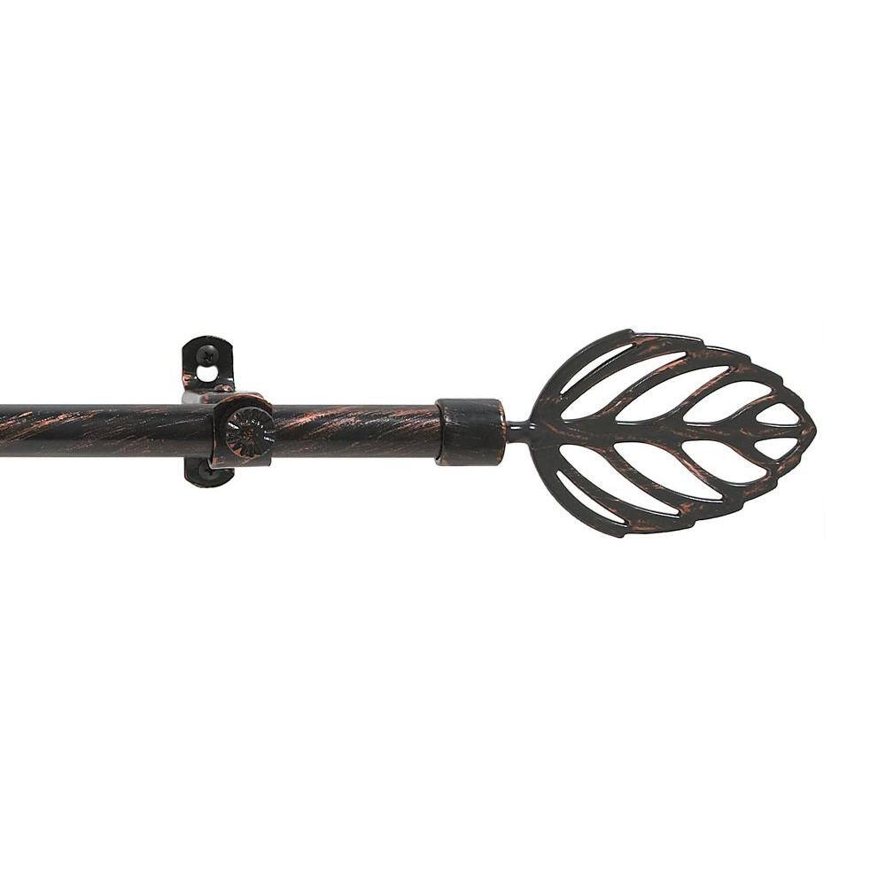 Black and Copper Metal Leaf Curtain Rod Holder