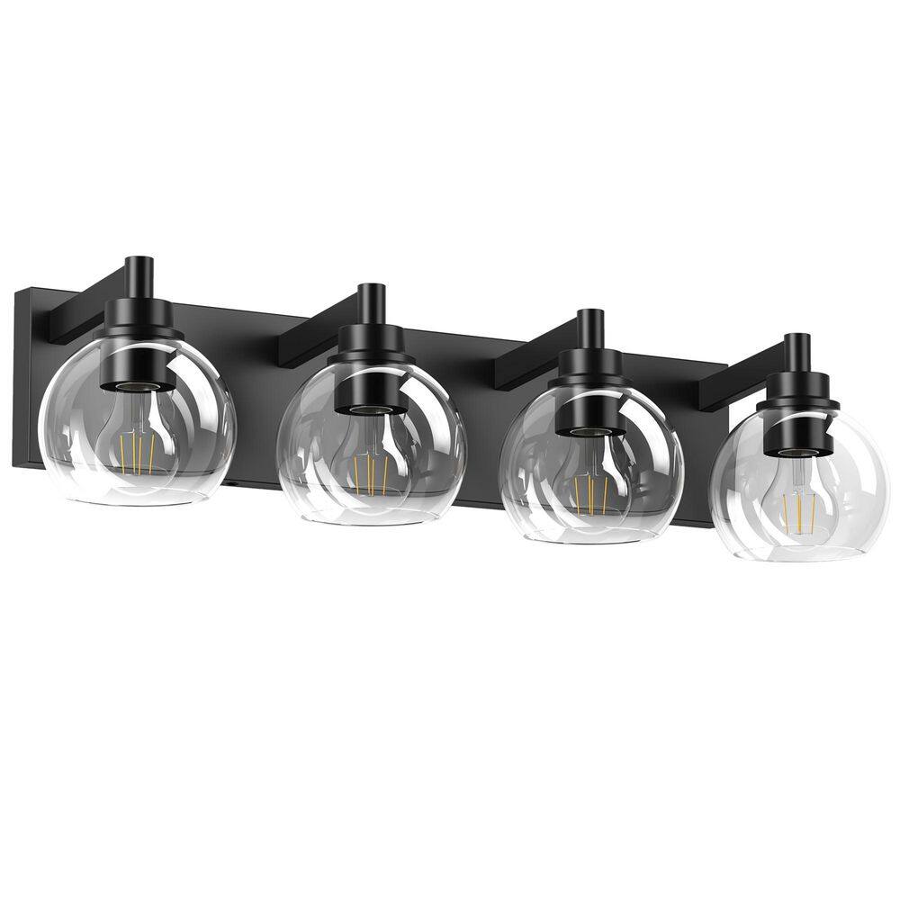 26.4 in. 4-Light Black Bathroom Vanity Light with Clear Glass Shades for Bathroom Modern Wall Sconce price history on PriceWatchPro