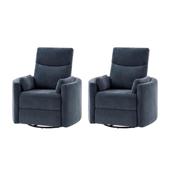 JAYDEN CREATION Flora Navy Contemporary Swivel Rocker Power Recliner Set of 2