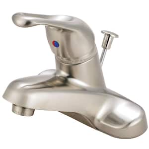 Wyndham 4 in. Centerset Single-Handle Bathroom Faucet with Plastic Pop-Up in Brushed Nickel