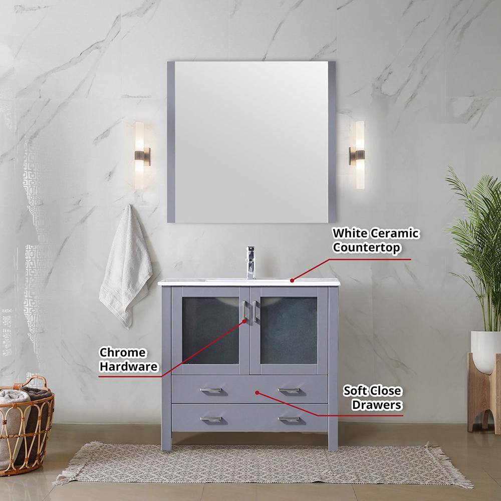 Volez 36 in W x 18.25 in D Dark Grey Single Bath Vanity