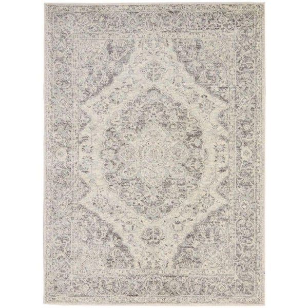 Nourison Tranquil Ivory/Grey 5 ft. x 7 ft. Persian Vintage Area Rug