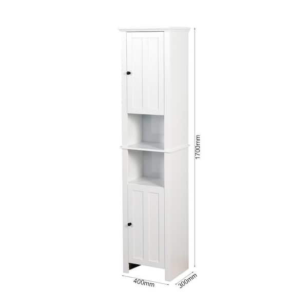 15.75 in. W x 11.81 in. D x 66.93 in. H White Linen Cabinet with 6 Shelves