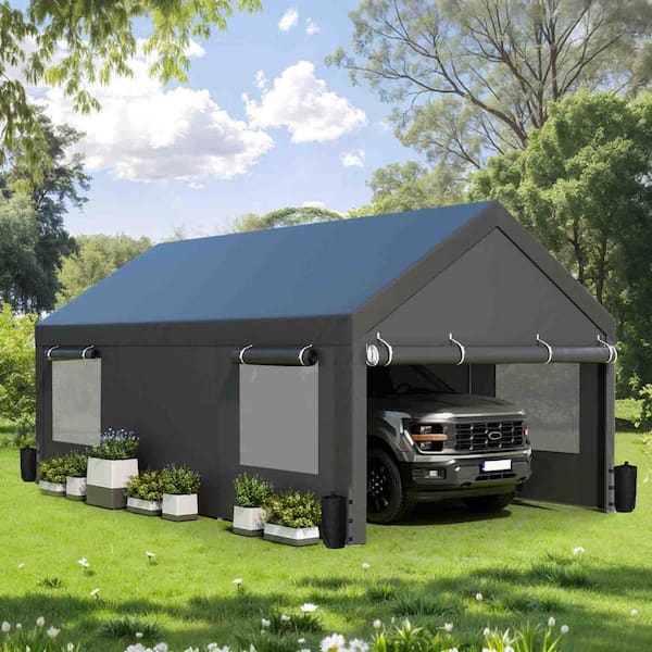 Celebalcony 12 ft. W x 20 ft. D Metal Frame Carport Canopy with