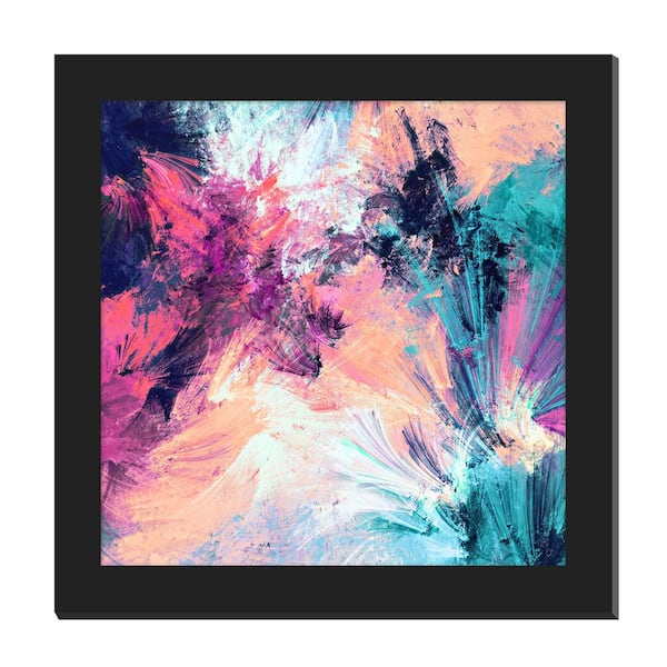 Unbranded Gallery-Grade Violet Storm Black Framed Acrylic Abstract Statement Wall Art 48 in. x 48 in.