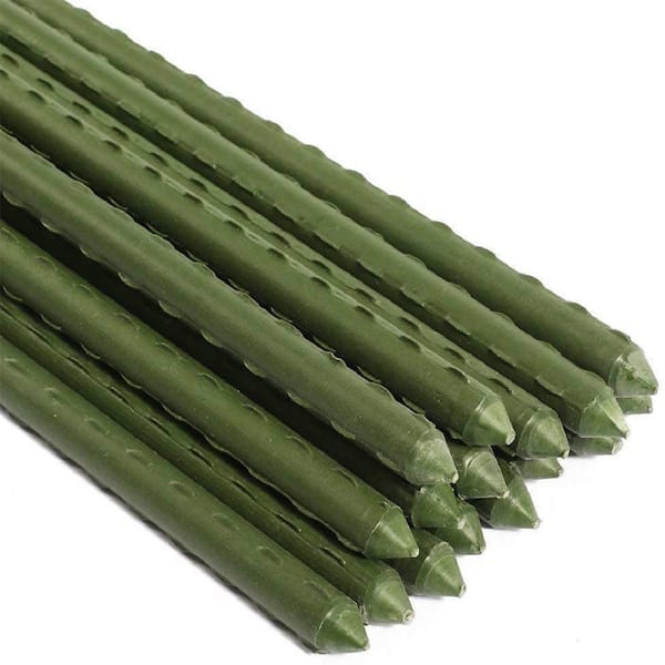 Ecostake Sturdy Steel Garden Stakes 3 ft. Plastic Coated Plant Stakes, 10-Packs for Climbing Plants