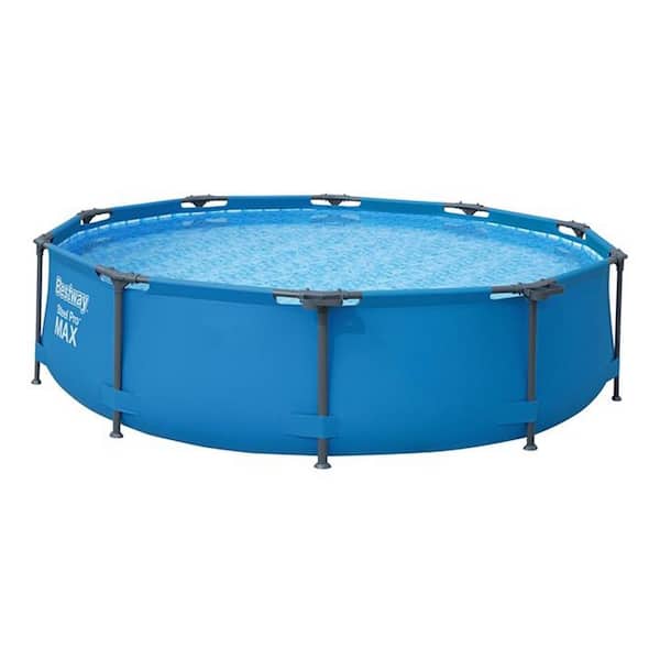 Bestway 10 ft. Round 30 in. H Metal Frame Pool Steel Pro MAX Family Swimming Pool Set