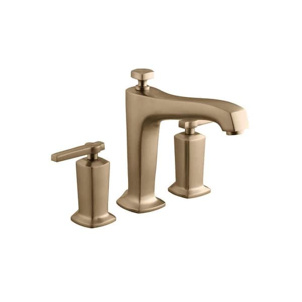 KOHLER Margaux 2-Handle Deck-Mount High-Flow Bath Faucet Trim Kit in Vibrant Brushed Bronze (Valve Not Included)