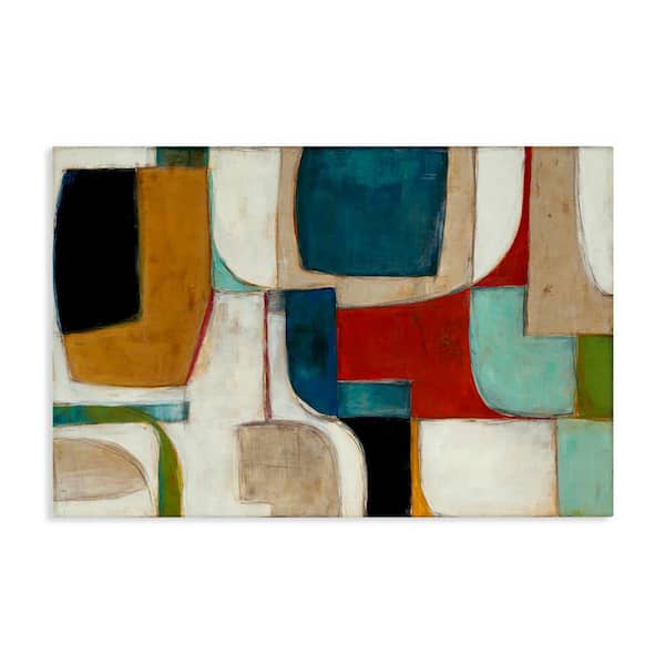 Stupell Industries Abstract Cubism Shapes by Kippi Leonard Unframed Abstract Graphic Art Print 30 in. x 45 in.