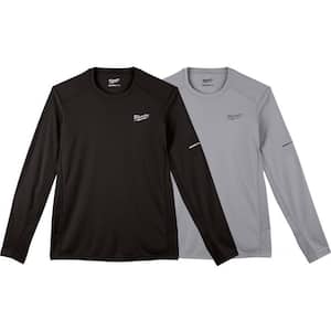 Men's Large Black and Gray WORKSKIN Light Weight Performance Long Sleeve T-Shirt (2-Pack)