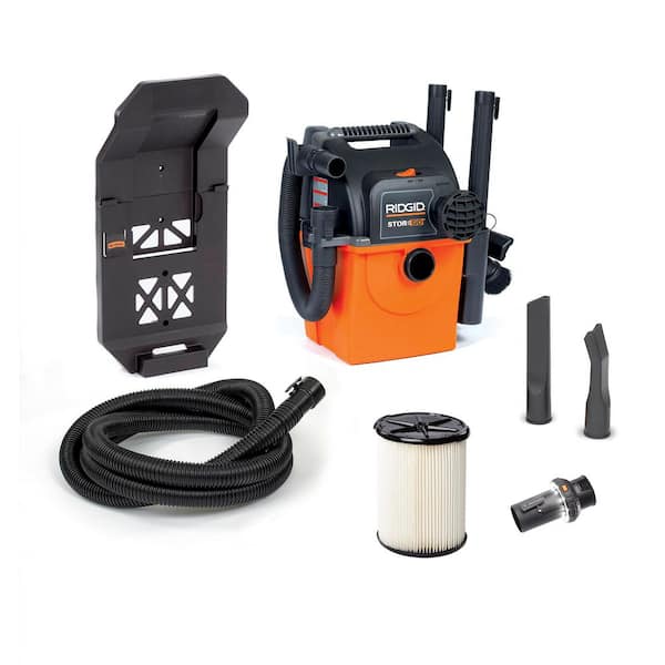 5 Gal. 5.0 Peak HP Portable Wall Mount Shop Vacuum WD5500 Wet Dry Vac with Filter, Hoses, Accessories and LED Cuff