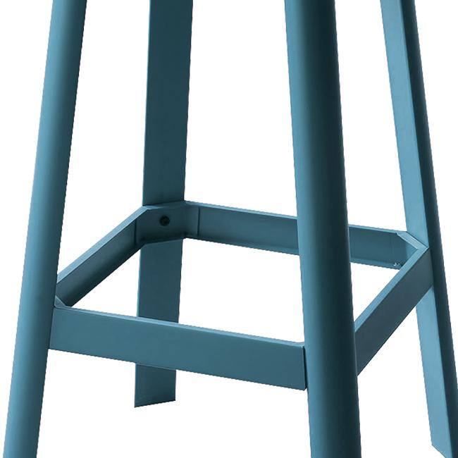 Natural Pine and Teal Metal Backless Bar Stool