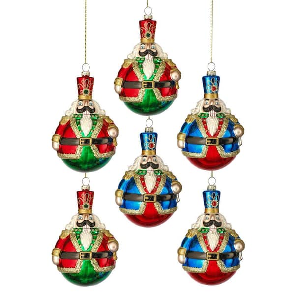 4-5.5 in. Glass Diamond Ball And Finial Ornament (Set of 2)