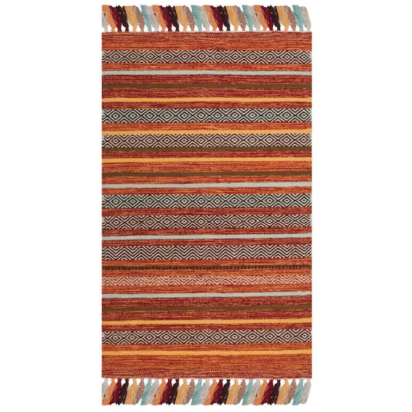 SAFAVIEH Montauk Rust/Multi Doormat 3 ft. x 4 ft. Striped Area Rug