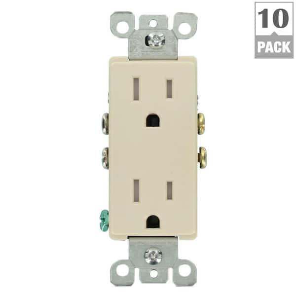 Leviton Decora 15 Amp Tamper-Resistant Duplex Outlet, Light Almond  (10-Pack) M26-T5325-TMP - The Home Depot