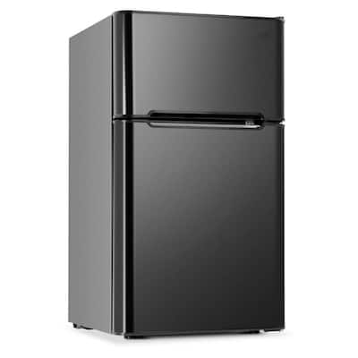 20 in. 3.2 cu. ft. Mini Refrigerator in Stainless Steel with Freezer, Black