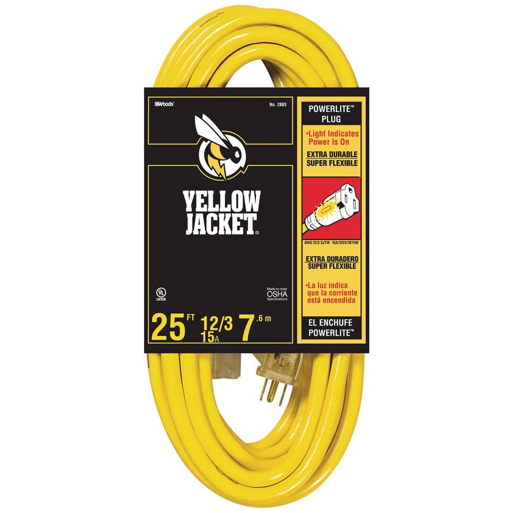 10/3 15A Generator Cord with Bonus Adapter Yellow Jacket 25 Ft 