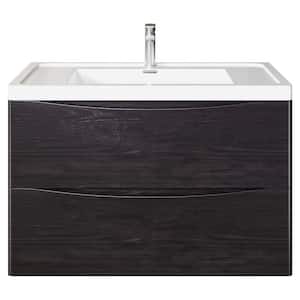 Smiley 36 in. W x 20 in. D x 21 in. H Floating Bath Vanity in Chestnut with White Acrylic Top