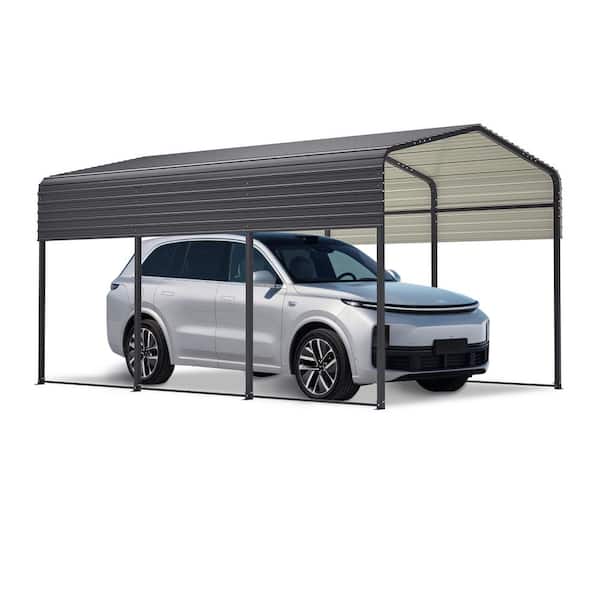 10 x 15 ft. Heavy Duty Metal Carport Canopy Outdoor Carport Garage Storage Galvanized Car Shelter Car Boat Truck,Black