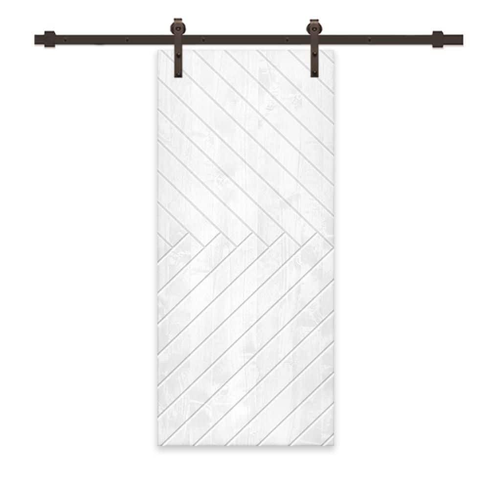 30 in. x 84 in. White Stained Pine Wood Modern Interior Sliding Barn Door with Hardware Kit price history on PriceWatchPro