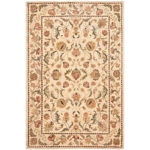 SAFAVIEH Bergama Ivory 6 ft. x 6 ft. Round Border Area Rug BRG161B-6R ...